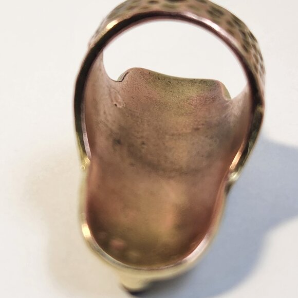 Brass "Antique" Chunky Art Deco Style Ring - Picture 9 of 15